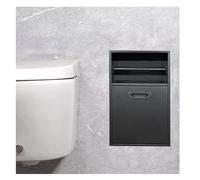 Stainless Steel Recessed Shower Niche, Multi-Layer Trash Can & Toilet Paper Storage Box, Easy Install for Hotel & Home Bathroom, Black 50x30x14cm