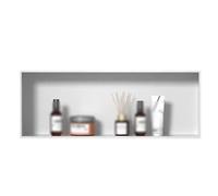 Stainless Steel Recessed Shower Shelf nizer - Space-Saving Bathroom Storage for Shampoo Toiletries & Accessories - White 24.4x12.5x4.9in Ideal for Showers & Carts