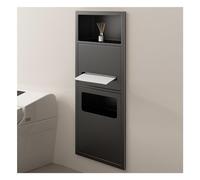 Stainless Steel Recessed Shower Shelf with Trash Can - Waterproof Wall-Mounted Caddy for Bathroom tials 70x28x13.5cm nizer in Black