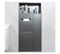 Stainless Steel Recessed Shower & Trash Can Holder - Built-In Shampoo & Toiletries Storage Shelf for Bathroom, Grey 40x86x14cm (15.74x33.85x5.51in)