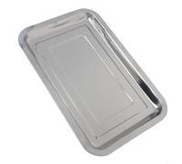 Stainless Steel Rectangle Baking Tray with Deep Rim and Smooth Edges for Toaster Oven Cookie, Brownie, Bread and Meat Baking, Rust Resistant Silver Pan, Dishwasher Safe, Approx 27x20cm or 32x22