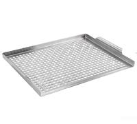 Stainless Steel Rectangular BBQ Grill Plate 16 Inch, Outdoor Cooking and Barbecue Accessory with Built-in Handles, Easy-Clean Design for Versatile Grilling