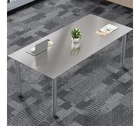 Stainless Steel Rectangular Conference Table Non-Slip Seminar Training Table for 2 Small Executive Meeting Desk Business Furniture 150x60x74 cm