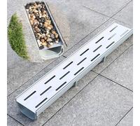 Stainless Steel Rectangular Drain Covers for Outdoor Use, Trench Drain Grate Kit with Pebble Fill for Patios, Decks, and Side Gutters (5.9" x 7.9")