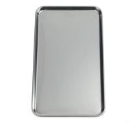 Stainless Steel Rectangular Flat Bottom Tray For Bbq And Restaurant Use, 201 Grade Metal Serving Pan With Stable Base For Commercial Kitchen And Outdoor Grilling(M)