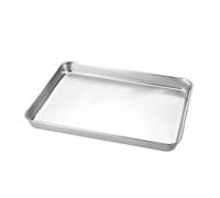 Stainless Steel Rectangular Flat Bottom Tray For Bbq And Restaurant Use, 201 Grade Metal Serving Pan With Stable Base For Commercial Kitchen And Outdoor Grilling(S)