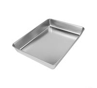 Stainless Steel Rectangular Food Tray Plate for Serving Vegetables, Fruits, and Meals, Dishwasher Safe Design for Camping, School, and Healthcare Use (40 * 35 * 5.5)