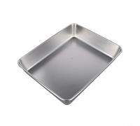Stainless Steel Rectangular Serving Tray for Food, Fruit, Salad, Mirror Shine, Dishwasher Safe, for Picnic, Camping, Kitchen, Silver (30 x 25 x 5.5)
