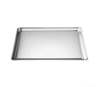 Stainless Steel Rectangular Tray 41x28cm Deep Rim 430 Steel Serving Plate 41x28cm Mirror Finish Large Kitchen Tray 41x28cm for Steam Rice BBQ Rectangular Food Tray 41x28cm Rolled Edge Safe Deep Wall
