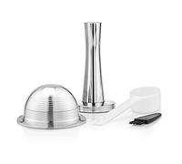 Stainless Steel Refillable Capsules Reusable Coffee Pods Compatible for Nespresso Vertuo espresso Pods Refillable Capsules Fits Vertuolline GCA1 and Vertuo Evoluo ENV135 Series,2.4oz (Capsule +Tamper)