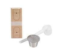 Stainless Steel Refillable Coffee Capsule, Reusable Coffee Pod for Espresso Machines, DIY 4-5g Ground Coffee Capsule with Plastic Spoon, Compatible with Most Systems Except U