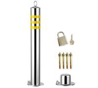 Stainless Steel Removable Car Parking Barrier Post - 800mm Height, With Padlock, Safety Bollard Post for Commercial & Private Car Parks(76x650MM)