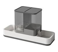 Stainless Steel Removable Pet Food Dish With Integrated Water Dispenser Bottle Anti Slip Feet Anti Spill Dog Cats Bowls Automatic Pet Feeders And Water Fountains