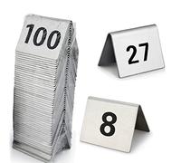 Stainless Steel Restaurant Table Number Signs Plate 1 To 50 1 To 100, Double Sided Numbers, Stackable, Table Number Holder For Kitchen Dining, WeddingBanquets, Restaurants Table Signs