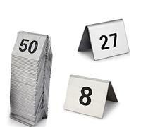 Stainless Steel Restaurant Table Number Signs Plate 1 To 50 1 To 100, Double Sided Numbers, Stackable, Table Number Holder For Kitchen Dining, WeddingBanquets, Restaurants Table Signs