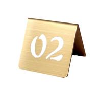 Stainless Steel Restaurant Table Number Signs Plate, Double-Sided Number Cards Place Table Marker Tabletop Sign, Stackable, For Bars Party Cafes Wedding Receptions(Size:01-05,Color:Gold small)
