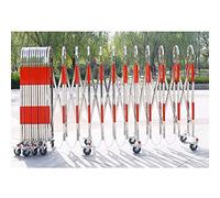 Stainless Steel Retractable Folding Fence with Wheels - for Gas, Schools & Kindergartens - Red/Silver, 1.1x1m Portable Securi Solut