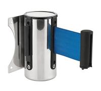 Stainless Steel Retractable Queue Barrier Tape 5m Wall-Mounted Crowd Control Stanchion with Red Belt for Events(Blue,2meters)