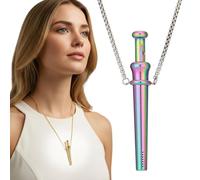 Stainless Steel Retractable Scoop Necklace, 2-in-1 Pendant for Essential Oils and Aromatherapy, Portable Anxiety Relief Breathing Tool for Stress, Minimalist Jewelry for Women Men (Colorful)