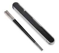Stainless Steel Reusable Chopsticks With Pull Design Case - 8.3" Titanium Plated Non-Slip Square Laser Metal Chopsticks - Dishwasher Safe