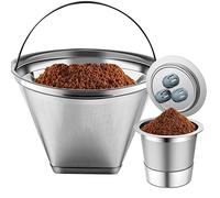 Stainless Steel Reusable Coffee Filter Compatible with Coffee Maker, Reusable Coffee Pods with 4 Cone Coffee Filters, Reusable Coffee Filters for Ninja CFP201 CFP300 CFP301 CFP307