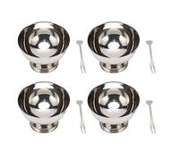 Stainless Steel Reusable Dessert Cups Set for Sundae Fruit Snack Party 4pcs Footed Bowls