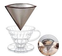 Stainless Steel Reusable Drip Coffee Filter Cone, Paperless Strainer