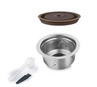 Stainless Steel Reusable Espresso Pods Set with Leakproof Silicone Lid Spoon Brush Combo Refillable Coffee Pods Stainless Steel Coffee