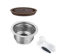 Stainless Steel Reusable Espresso Pods Set with Leakproof Silicone Lid Spoon Brush Combo Refillable Coffee Pods Coffee with Silicone Lid