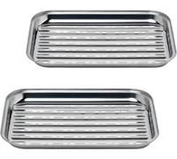 Stainless Steel Reusable Grill Tray for Gas and Charcoal Grills 2 Pack 35x24x3cm