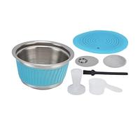 Stainless Steel Reusable Refillable Coffee Capsule Filter Cup with Tamper, Compatible with Machines, for Eco - Friendly Home & Office Brewing (Blue)