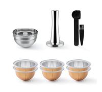 Stainless Steel Reusable Vertuo Capsules 1 Pcs ONLY for VERTUOLINE Next+Empty Refillable VERTUOLINE Pods-80+150+230ml Each 2 Pcs + 1Pcs Coffee Capsule Tamper for Nespresso Vertuo Next Reusable Pods