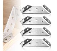 Stainless Steel Right Angle Corner Bracket for Furniture Reinforcement, 4-Pack Brushed Finish L-Shape Metal Joint Connector for Chairs, Bookshelves and Cabinets(4pcs)