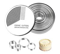 Stainless Steel Ring Cookie Cutter, 12 Pcs Round Pastry Cookie Cutter Set, Portable Circle Biscuit Cutters for Home Cooks Pastry Donut Fondant Baking DIY Cake