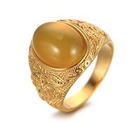 Stainless Steel Ring for Men; Mens Wedding Ring Engraving Size N 1/2 to X 1/2 Vintage Flower Ring with Stone