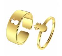 Stainless Steel Ring for Women Men Fashion Gold Silver Matching Rings for Couples Rings Set Adjustable Jewelry Pineapple Ring Lovers Simple Fruit Jewelry Love Knot Ring (Gold, A)