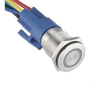 Stainless Steel Ring LED Switch 16mm 12V DC On Off(Iris)