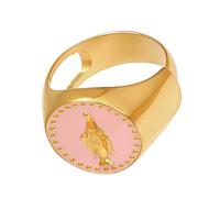 Stainless Steel Rings with Enameled Finish and Oil Drip Technology Religious Portrait Finger Accessories Enameled Glaze