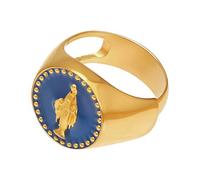 Stainless Steel Rings with Enameled Finish and Oil Drip Technology Religious Portrait Finger Accessories Enameled Stainless Steel Base