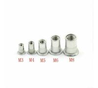 Stainless Steel Rivet Nut Set 50 Pcs M6M10 Threaded Flat Head Nuts for Various Engineering Needs ()