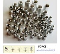Stainless Steel Rivet Nut Set 50 Pcs M6M10 Threaded Flat Head Nuts for Various Engineering Needs (M6)
