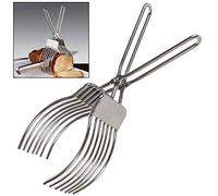 Stainless Steel Roast Beef Cutting Tongs Meat Bread Slicing Tong Onion Tomato Holder for Slicing Vegetable Fruits Cutting Kitchen Aid