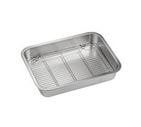 Stainless Steel Roasting Pan with Cooling Rack, Essential for Baking Cookies and Cooling Bread (31x24x5cm)