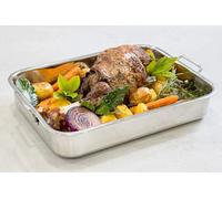Stainless Steel Roasting Pan with Rack 35x28x6.5cm, Sleeved Kitchencraft Silver One Size