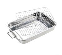 Stainless Steel Roasting Pan with Reliable Rack, Essential for Cooking Succulent Meals (39 * 28 * 6CM)