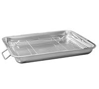 Stainless Steel Roasting Tin with Rack - Professional Stainless Steel Roasting Tray with Removable Rack - Oven Roasting Pan with Grill - with Sturdy Handles 30cm