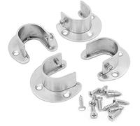 Stainless Steel Rod Socket Flange Set,4 Pcs Closet Rod Holder Support U Shaped Rod Socket Flange Set Heavy Duty Closet Pole Rod End Supports for Closet Shower Curtain Rod(25mm)