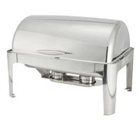 Stainless Steel Roll Top Chafing Dish Full Size 1-1 GN 9 Litre Capacity For All Catering Establishments. Premium Stainless Steel. Professional Chafing Dish. Keeps Food Warm & Ready To Serve.