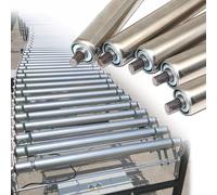 Stainless Steel Roller Replacement 1" 1.5" 2" 2.4" Diameter Powerless Heavy Duty Gravity Roller, Pack of 5 Stainless Steel Transmission Replacement(Dia 38MM/1.5'',L 850MM(33.4in))