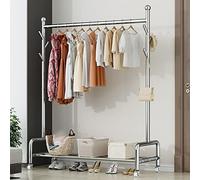Stainless Steel Rolling Garment Rack with Wheels, Heavy Duty Free Standing Clothing Organizer for Retail Store Display and Home Use